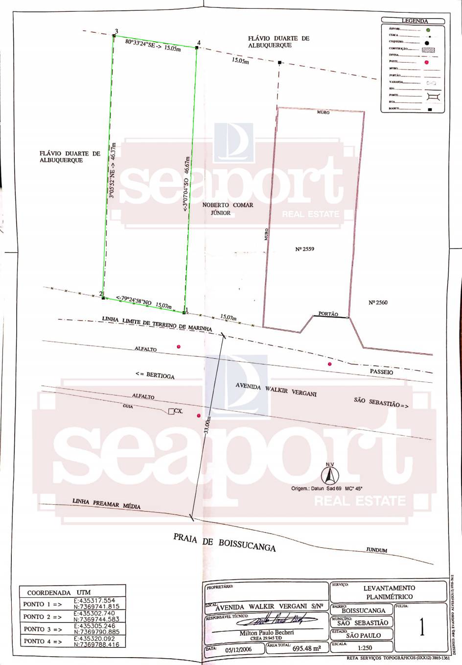 Planta do Terreno Praia de BoiÃ§ucanga