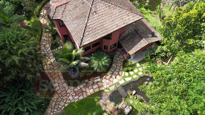 Vista aérea com  lindo jardim 