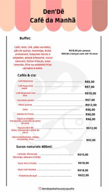 Cardápio café da manhã finais de semana e temporada